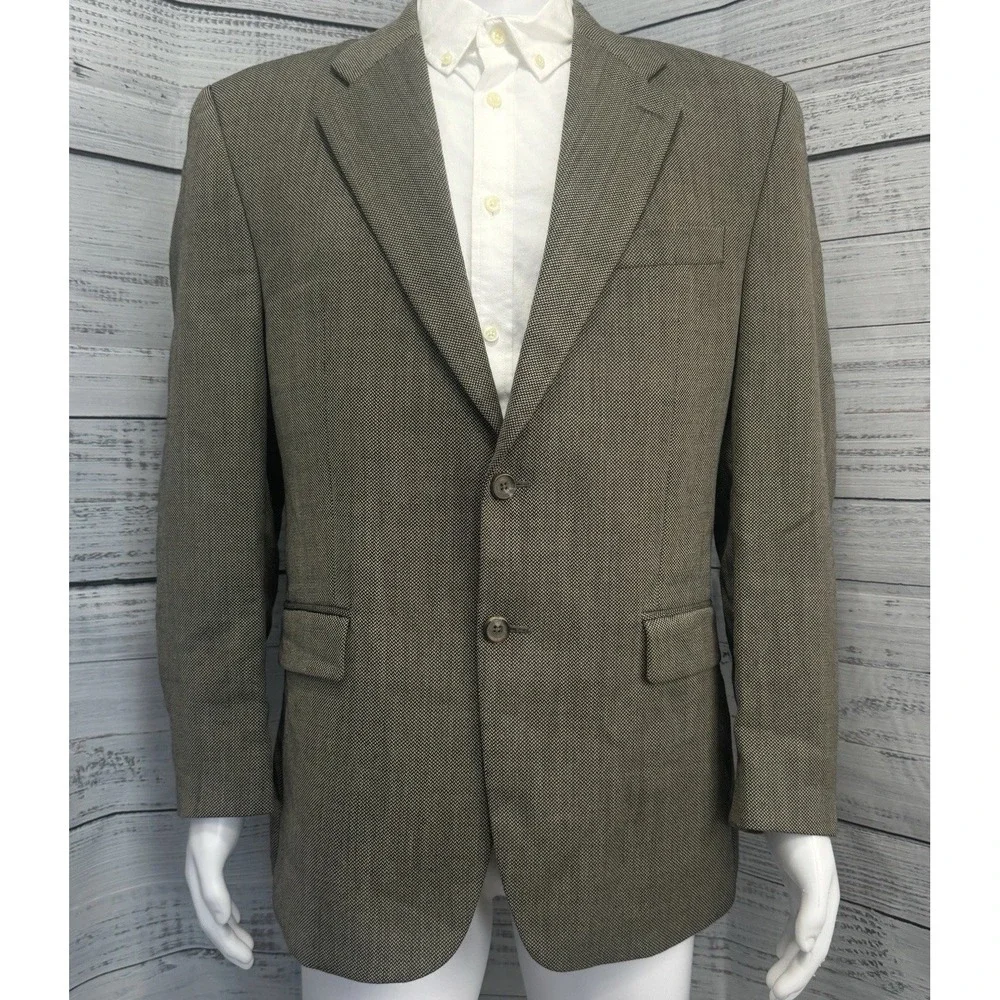 VTG '98 Polo University Ralph Lauren Blazer 42R 100% Wool Tweed Herringbone Gray
